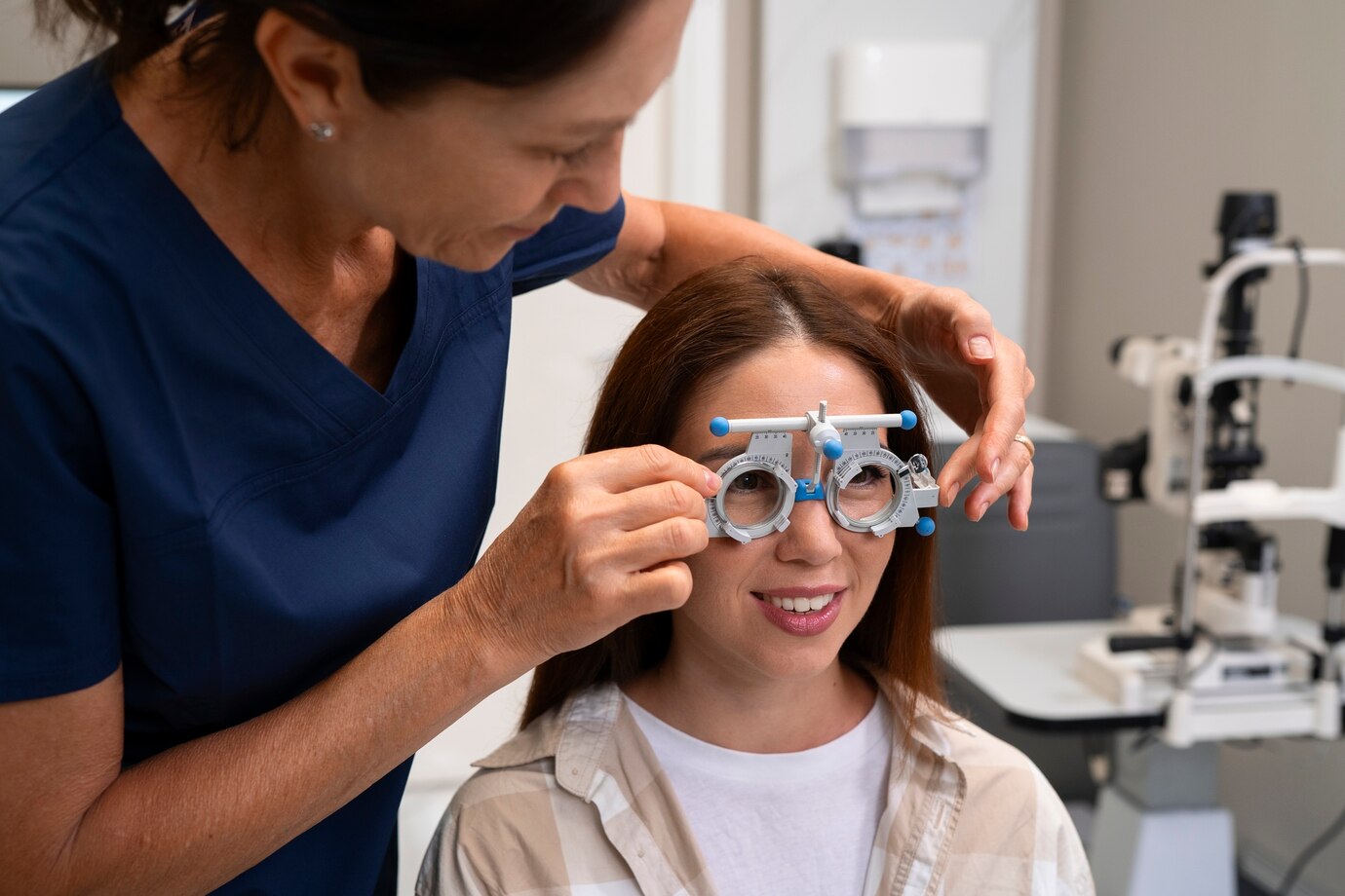 front-view-woman-talking-to-ophthalmologist_23-2150801445